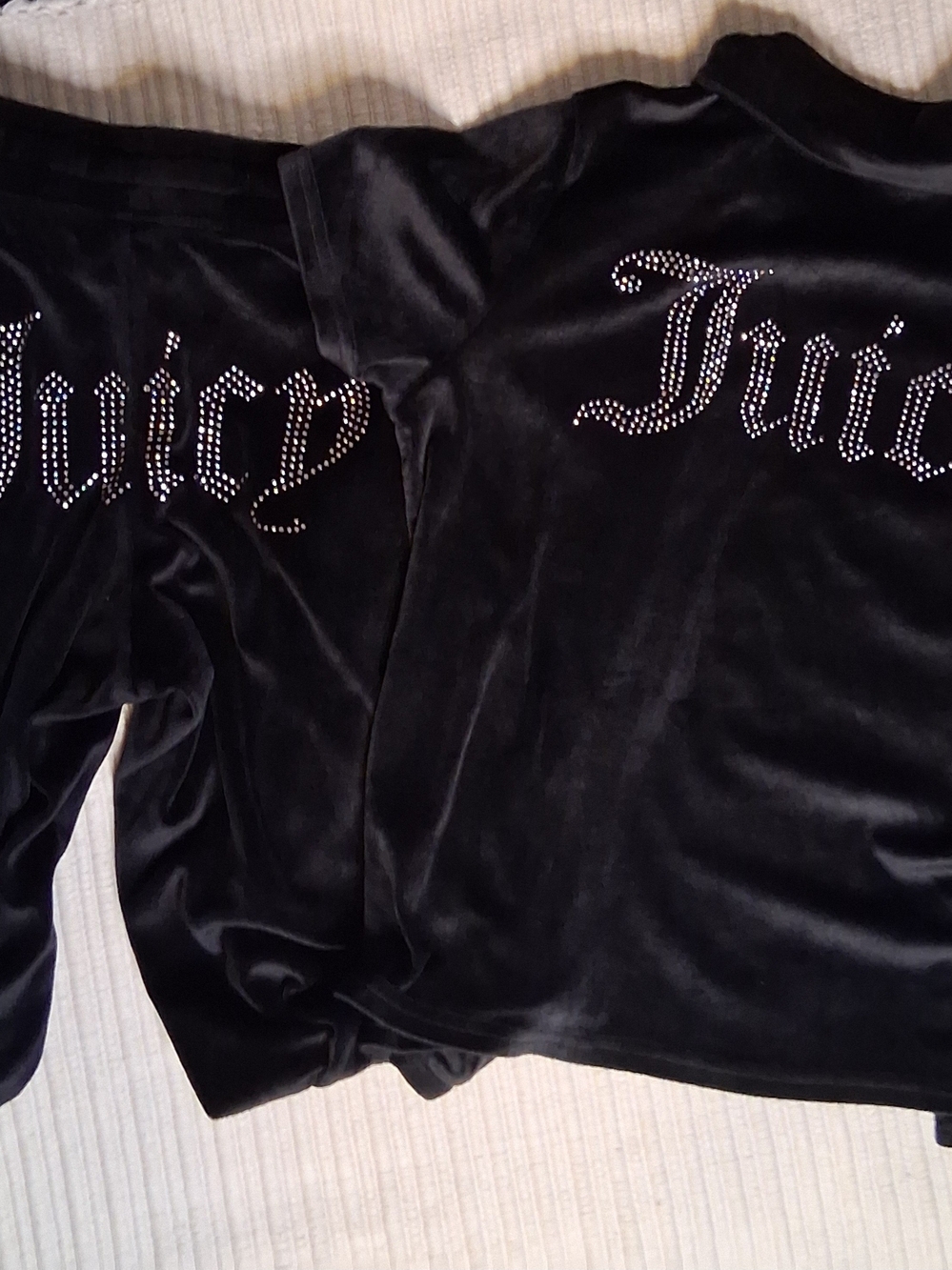 Juicy Couture Black Velour Rhinestone Logo Pajama Set